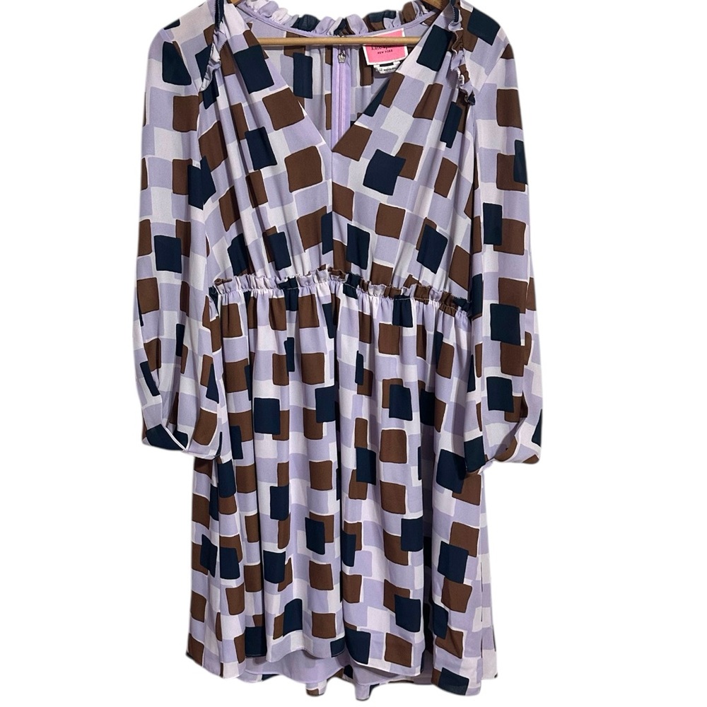 Kate Spade New York Geo Squares Swing Ruffled Dress Size 12 - Picture 3 of 16